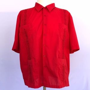 TropiCool Mens Guayabera 3XL Cubana Red